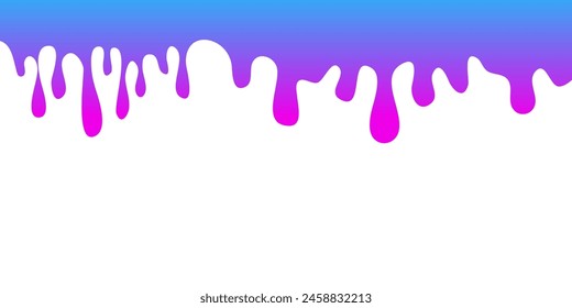 Drip border. Dripping liquid. Flow of paint. Flowing paint, stains. Hand drawn vector illustration.