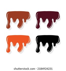 Drip Chocolate Vector Illustration. Chocolate Splash And Flow Drops Of Dark Or Milky Choco. Drip Choco