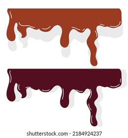 Drip Chocolate Vector Illustration. Chocolate Splash And Flow Drops Of Dark Or Milky Choco. Drip Choco