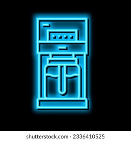 Tropfkaffeemaschine Neonlichtzeichenvektor. Tropfkaffeemaschinengrafik