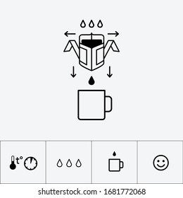 Drip coffee brewing process icon.