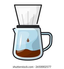 Drip coffee icon. brew, filter, pour, hot, caffeine, maker, slowbrew. Vector Icon Illustration