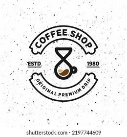 drip coffee logo in grunge background