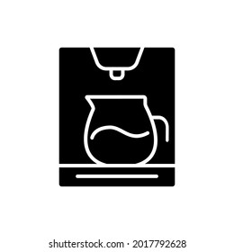 Drip coffee machine outline icon. Barista shop professional tool. Coffee preparation. Black silhouette symbol. Isolated vector stock illustration