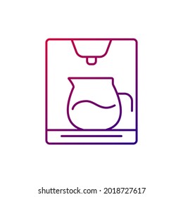 Icono de contorno de máquina de café con goteo. Barista tienda herramienta profesional. Símbolo degradado púrpura. Ilustración aislada de las existencias vectoriales