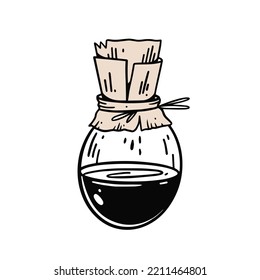 Drip coffee maker hand drawn engraving style vector illustration isolated on white background.