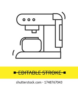 Drip coffee maker icon. Simple outline editable stoke illustration of classical american style filter coffee maker with glass pot. Vector illustration for web, navigation, cafe and package design
