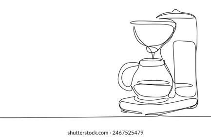 Drip Coffee Maker one line continuous. Line art Drip Coffee Maker. Hand drawn vector art.