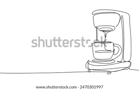 Drip Coffee Maker one line continuous. Line art coffee equipment. Hand drawn vector art.