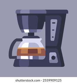 drip coffee makers, hand grinders, and milk frothers. Vector illustration isolated on gray background