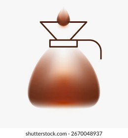 Drip coffee method with filter and drop. Creative minimal composition with gradient blurred and line elements. Modern abstract fashion vector illustration.