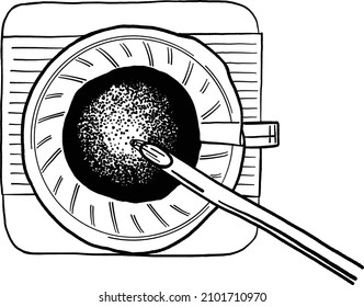 Drip coffee Top view Cafe menu Hand drawn Line art Illustration