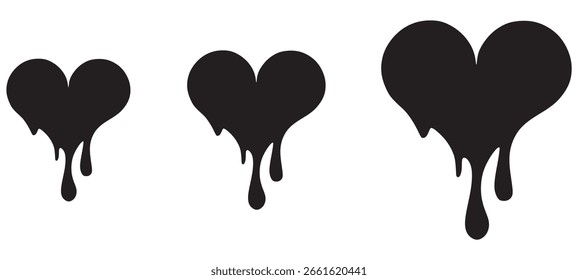 Drip Hearts Juego de salpicaduras de líquidos Vector.