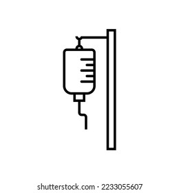Ilustración del icono de goteo vectorial infundir sangre de bolsa intravenosa 