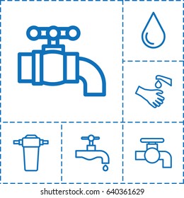 Drip icon. set of 6 drip outline icons such as water drop, tap
