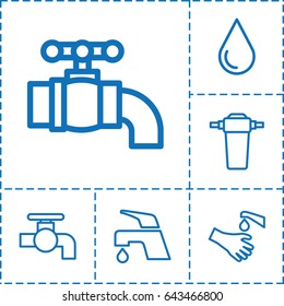 Drip icon. set of 6 drip outline icons such as water drop, tap