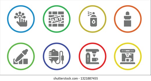 drip icon set. 8 filled drip icons.  Simple modern icons about  - Tap, Eyedropper, Graffiti, Transfusion, Paint spray, Coffee machine, Eye dropper