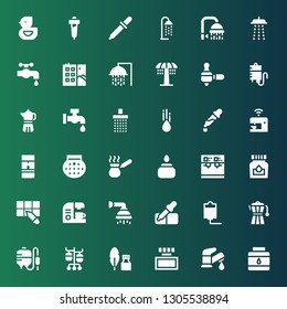 drip icon set. Collection of 36 filled drip icons included Ink, Faucet, Iv pole, Blood transfusion, Coffee maker, Iv, Pipette, Shower, Coffee machine, Cezve, Raindrop, Graffiti