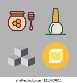 drip icon set. vector set about cube, cubes, nail polish and honey icons set.