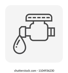 Drip irrigation icon. Part of micro irrigation system to saving water by drip water to root of plant. Consist of dripping emitter, water drip. Provide moisture to vegetable, crop, plant in farm, yard.