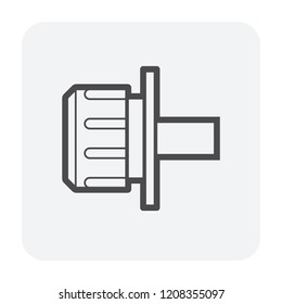 Drip irrigation icon. Part of micro irrigation system to saving water by drip water to root of plant. Consist of dripping emitter and pipe. Provide moisture to vegetable, crop, plant in farm, yard.