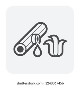 Drip irrigation icon. Part of micro irrigation system. Consist of dripping emitter, water drip, HDPE or PE pipe or high pressure pipeline. For saving watering vegetable, crop, plant in farm or yard.