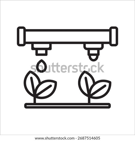 Drip irrigation icon. Water management. Precision agriculture.