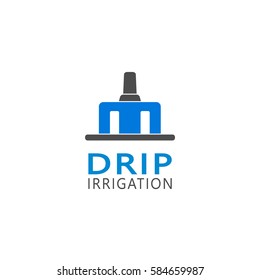 Drip irrigation system logo design vector template.