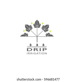 Drip irrigation system logo design template. Vector illustration.