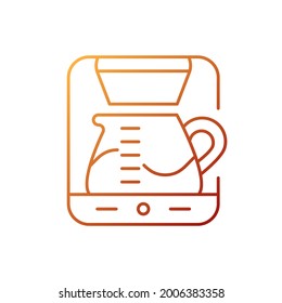 Drip machine gradient linear vector icon. Automatic cafe appliance for espresso preparation. Barista accessories. Thin line color symbols. Modern style pictogram. Vector isolated outline drawing