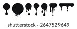 Drip paint circle melt chocolate. Splash vector drop sauce ink liquid round blob black splatter