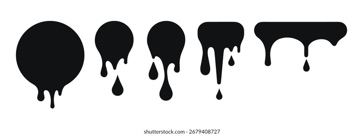 Pintura gota círculo derreter chocolate. Splash vetor gota molho tinta líquido redondo bolha preta splatter