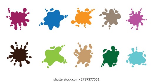 Drip paint circle melt chocolate. Splash vector drop sauce ink liquid round blob black splatter. paint splatter and different blob splash shapes doodle hand drawn icon. paint splatter and different blob splash shapes element. ink, water, oil, paint splash icon. 