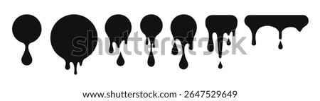 Drip paint circle melt chocolate. Splash vector drop sauce ink liquid round blob black splatter