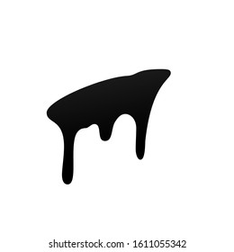 Drip paint. Ink stain. Drop melt liquid isolated on white background. Splash of chocolate, oil, blood. Black graffiti. Splatter syrup, candy sauce, caramel. Color easy to edit Vector illustration