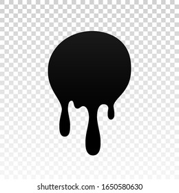 Pintura de gota. mancha de tinta. Suelte el líquido fundido aislado sobre fondo transparente blanco. Chalecos de chocolate, aceite, sangre. Jarabe negro de manteca, salsa de caramelo. Color fácil de editar ilustración vectorial