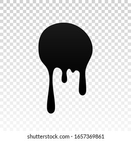 Pintura de gota. mancha de tinta. Suelte el líquido fundido aislado sobre fondo transparente blanco. Chalecos de chocolate, aceite, sangre. Jarabe negro de manteca, salsa de caramelo. Color fácil de editar ilustración vectorial