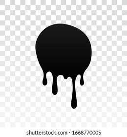 Pintura de gota. mancha de tinta. Suelte el líquido fundido aislado sobre fondo transparente blanco. Chalecos de chocolate, aceite, sangre. Jarabe negro de manteca, salsa de caramelo. Color fácil de editar ilustración vectorial