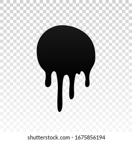 Pintura de gota. mancha de tinta. Suelte el líquido fundido aislado sobre fondo transparente blanco. Chalecos de chocolate, aceite, sangre. Jarabe negro de manteca, salsa de caramelo. Color fácil de editar ilustración vectorial