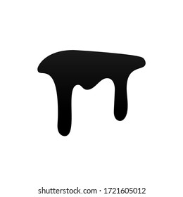 Drip paint. Ink stain. Drop melt liquid isolated on white background. Splash of chocolate, oil, blood. Black graffiti. Splatter syrup, candy sauce, caramel. Color easy to edit Vector illustration