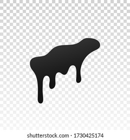 Pintura de goteo. mancha de tinta. Suelte el líquido fundido aislado sobre fondo transparente blanco. Chaleco de chocolate, aceite, sangre. jarabe de manteca negra, salsa de caramelo. Color fácil de editar ilustración vectorial