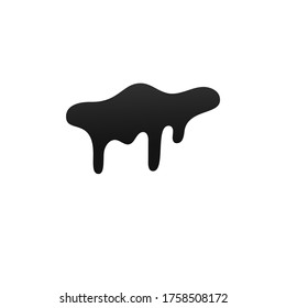 Drip paint. Ink stain. Drop melt liquid isolated on white background. Splash of chocolate, oil, blood. Black graffiti. Splatter syrup, candy sauce, caramel. Color easy to edit Vector illustration