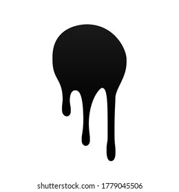 Pintura de goteo. mancha de tinta. Suelte el líquido fundido aislado sobre fondo blanco. Chaleco de chocolate, aceite, sangre. Grafiti negro. Jarabe de plato, salsa de caramelo, caramelo. Color fácil de editar ilustración vectorial