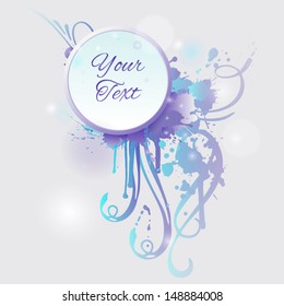 Drip splatter paint; grunge vector frame, template with ink splashes, colorful border