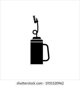 Drip Torch Icon, Wildfire Intentional Ignition Preventive Fire Flaming Canister Vector Art Illustration