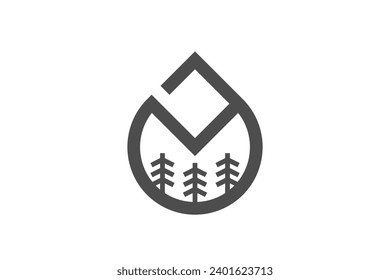 Drip water logo shape, organic nature pine tree element. Eco friendly environment icon symbol.