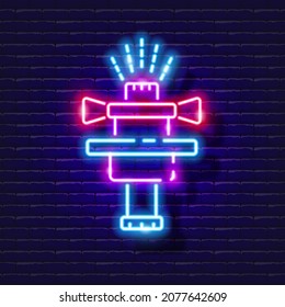 Dripper for irrigation neon icon. Irrigation system, watering system, hose and accessories glowing signs. Vector illustration for design, website, advertising, store, goods
