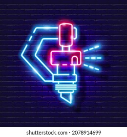 Dripper for irrigation neon icon. Irrigation system, watering system, hose and accessories glowing signs. Vector illustration for design, website, advertising, store, goods