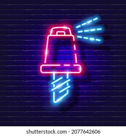 Dripper Microjet for watering neon icon. Irrigation system, watering system, hose and accessories glowing signs. Vector illustration for design, website, advertising, store, goods