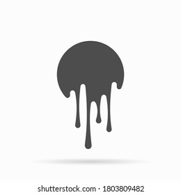 Dripping black circle. Liquid drops of ink. Vector illustration isolated